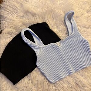 Wild Fable Light Blue Ribbed Crop Top